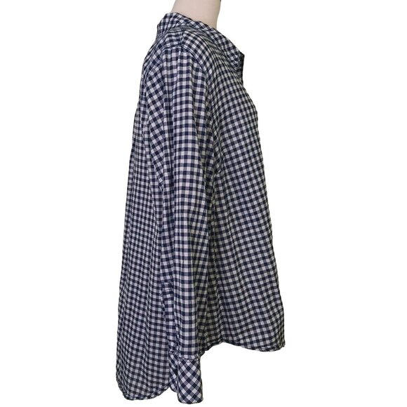 Lane Bryant Womens Blue & White Plaid Button-Up Shirt 24W Long Sleeve Cotton - Picture 2 of 13